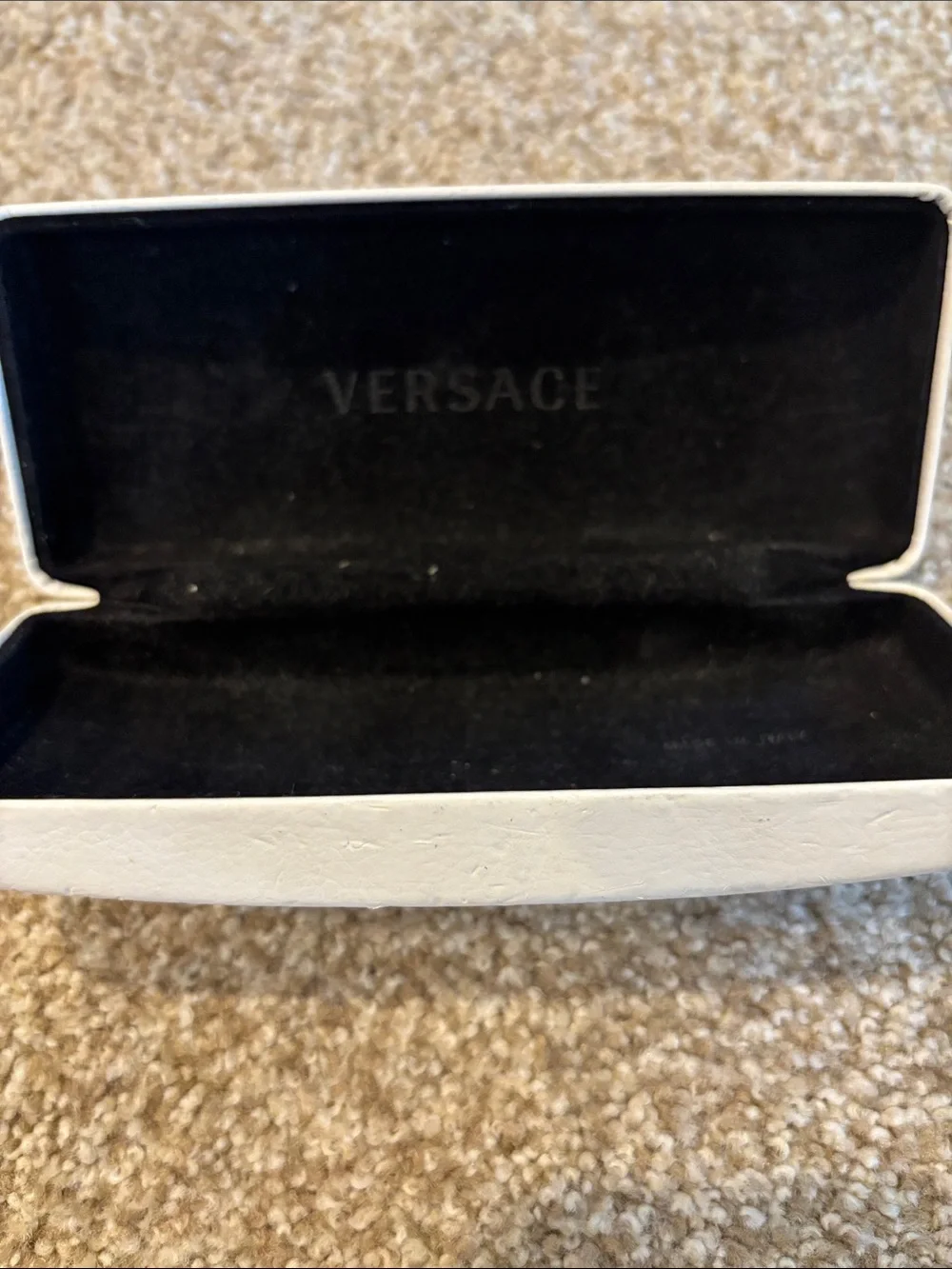 Versace White Eyewear Case with Gold Logo Accent